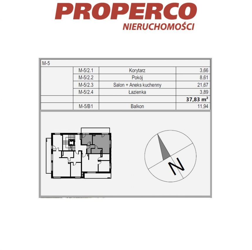 Apartament, 2 pok., IIp., 37,83 m2, Czarnów, Miła, miniaturka 4