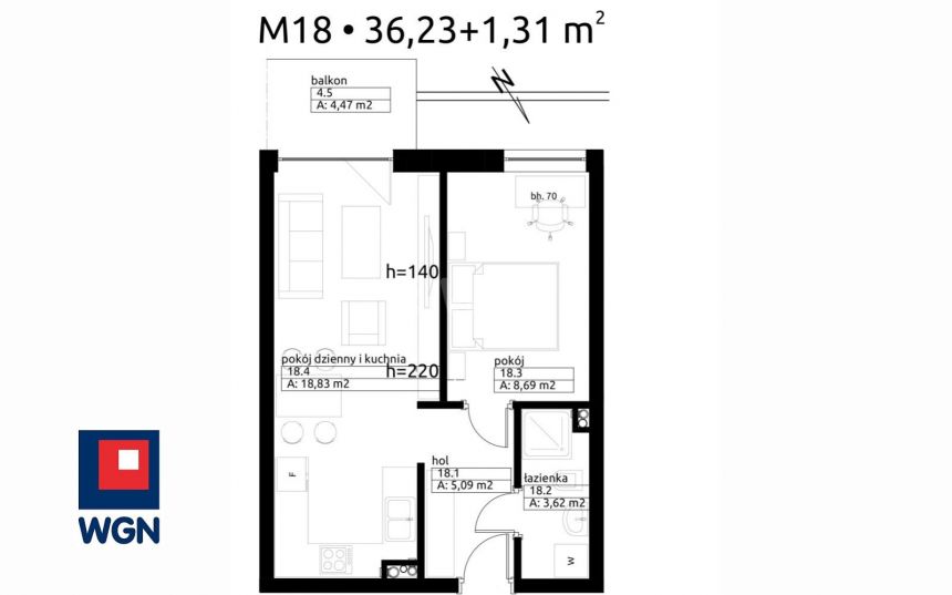 Wieluń, 325 708 zł, 36.23 m2, pietro 2 - zdjęcie 1