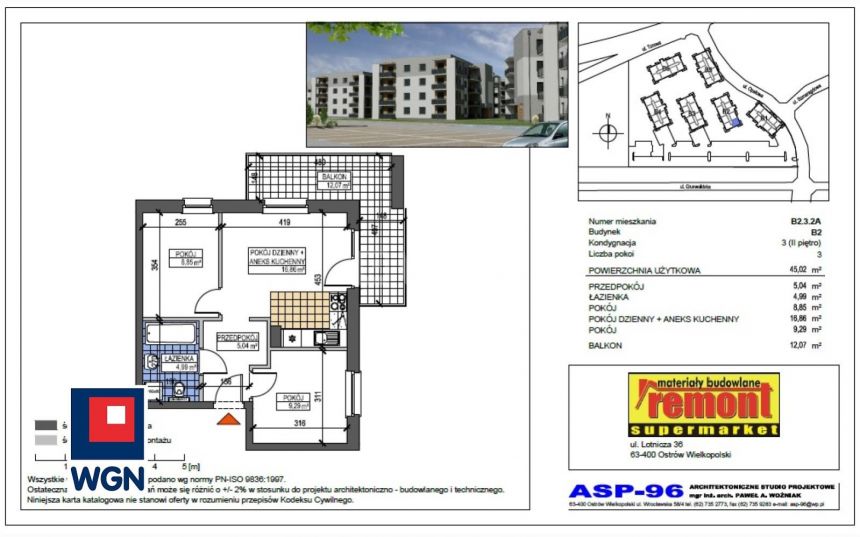 Ostrów Wielkopolski Wenecja, 414 184 zł, 45.02 m2, z balkonem miniaturka 14