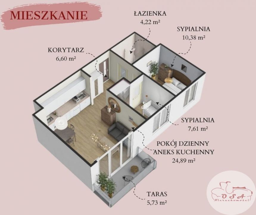 3 pokoje 53,91 m2 Mosina Osiedle Morena miniaturka 14