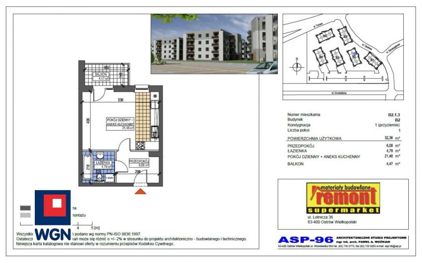 Ostrów Wielkopolski Wenecja, 275 060 zł, 32.36 m2, do wykończenia miniaturka 8