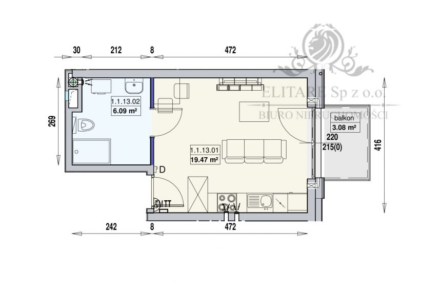 Mieszkanie 25,56m2 ,1 pok. w Centrum Wrocławia/Stare Miasto miniaturka 8