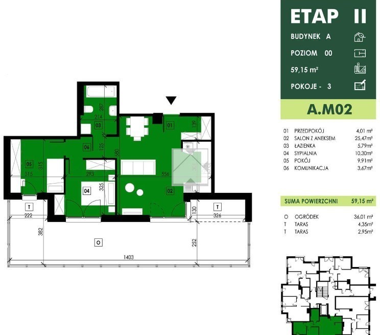 Mieszkanie trzypokojowe 59,15 m2| Przybyszówka miniaturka 4