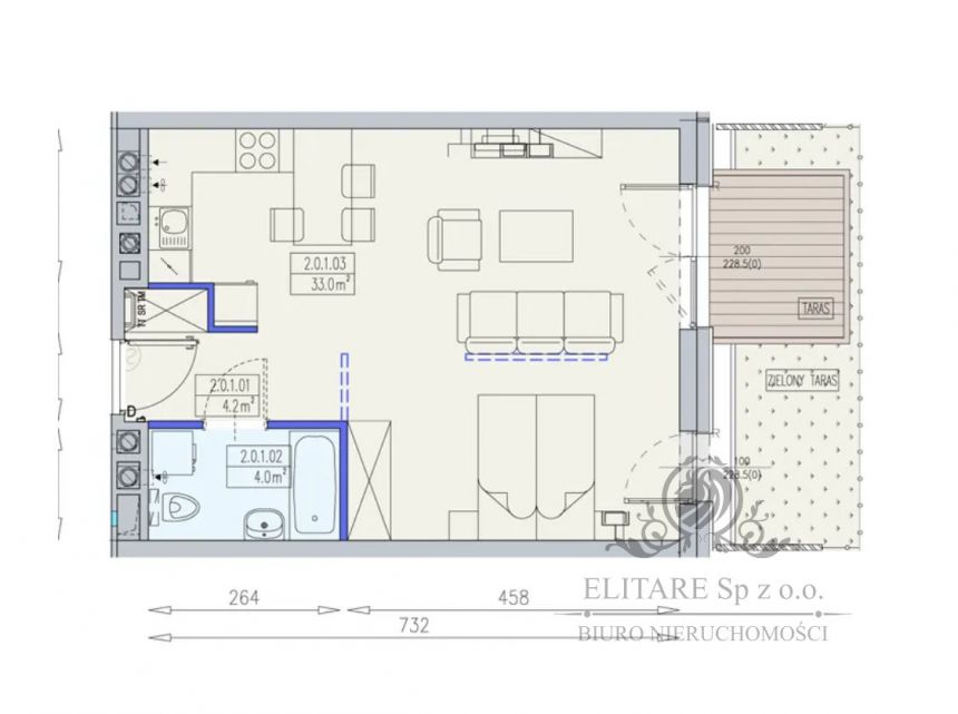 Mieszkanie 41,2m2 z tarasem i ogrodem/ Wrocław Kępa Mieszczańska miniaturka 4