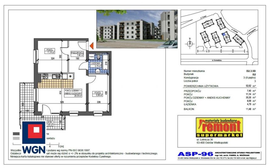 Ostrów Wielkopolski Wenecja, 484 104 zł, 52.62 m2, 3 pokojowe miniaturka 9