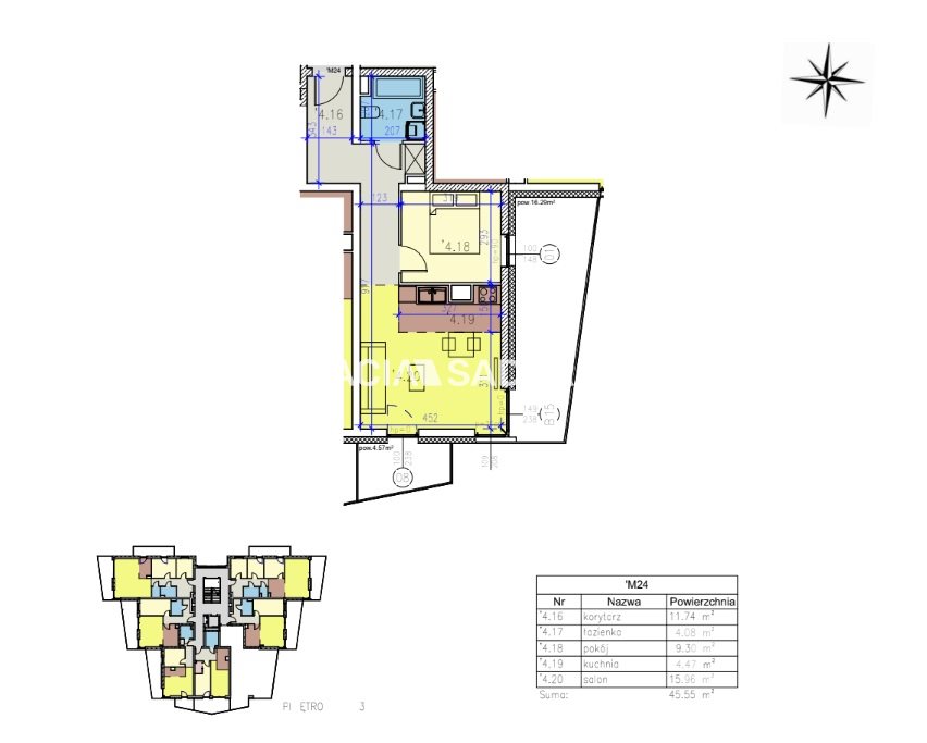 45m2 2pok + dwa balkony Prądnik Czerwony GOTOWE miniaturka 6