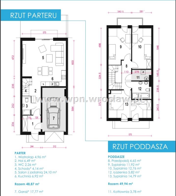 Nowy gotowy szereg 120m garaż ogród wsch Wrocław miniaturka 2