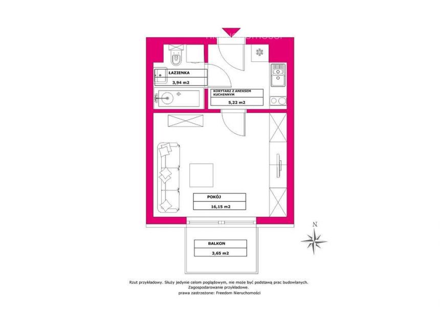 Nowe mieszkanie typu studio, 25,81 m2 miniaturka 2