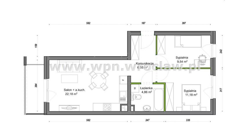 Rozkładowe 3pok mieszkanie+ balkon Ołtaszyn miniaturka 4