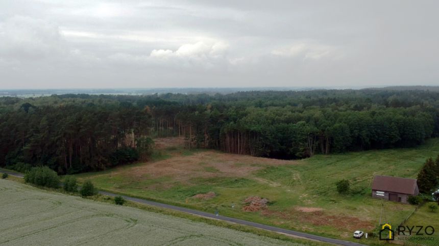 Działka z drewnianą stodołą. Jezioro Woświn. Las. miniaturka 10