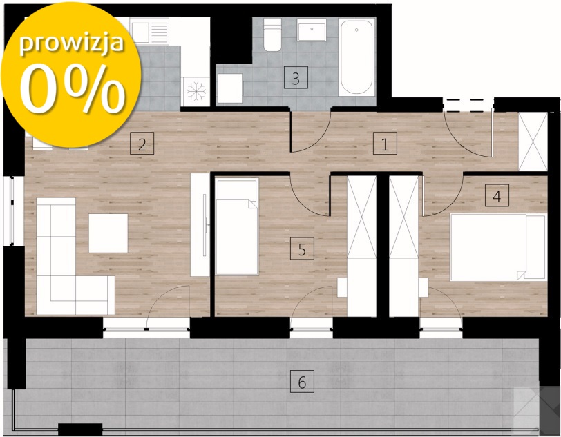 C7 Mieszkanie 3-pokojowe z balkonem, I piętro miniaturka 5