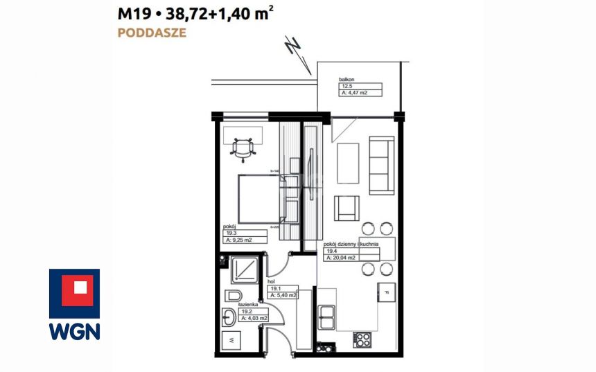 Wieluń, 340 349 zł, 38.72 m2, pietro 2, 3 miniaturka 2