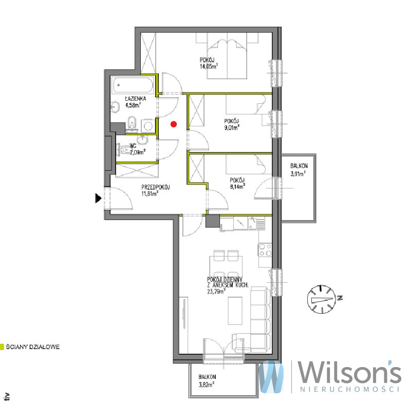 Wrocław Krzyki, 799 000 zł, 73.47 m2, pietro 2 miniaturka 5