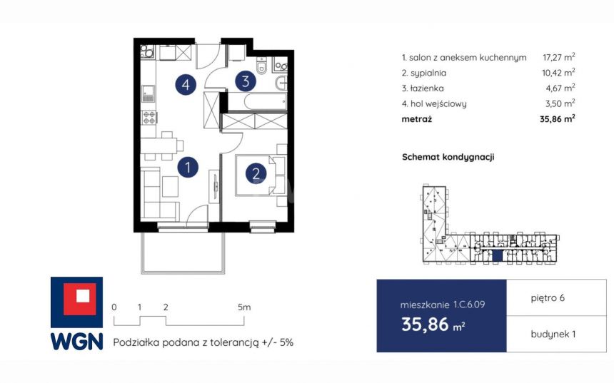 Lublin, 457 251 zł, 35.86 m2, pietro 6 miniaturka 4