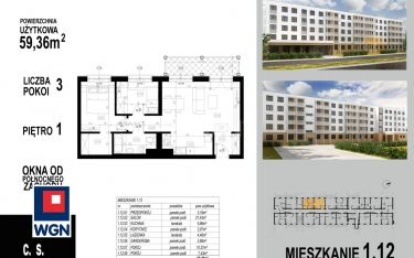 Głogów, 409 584 zł, 59.36 m2, do wykończenia