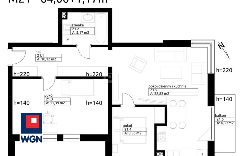 Wieluń, 511 839 zł, 64.06 m2, 3 pokojowe miniaturka 3