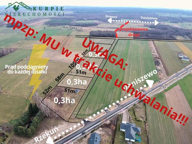 Atrakcyjne działki w Daniszewie - tuż za granicą Rzekunia! - zdjęcie 1