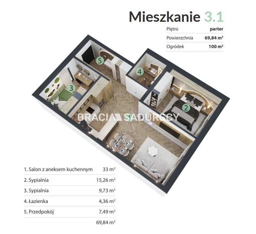 3pok+ogród 9.500tys/m2 Śledziejowice koło Krakowa miniaturka 25