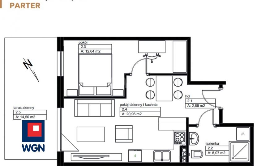 Wieluń, 365 225 zł, 41.55 m2, oddzielna kuchnia miniaturka 2