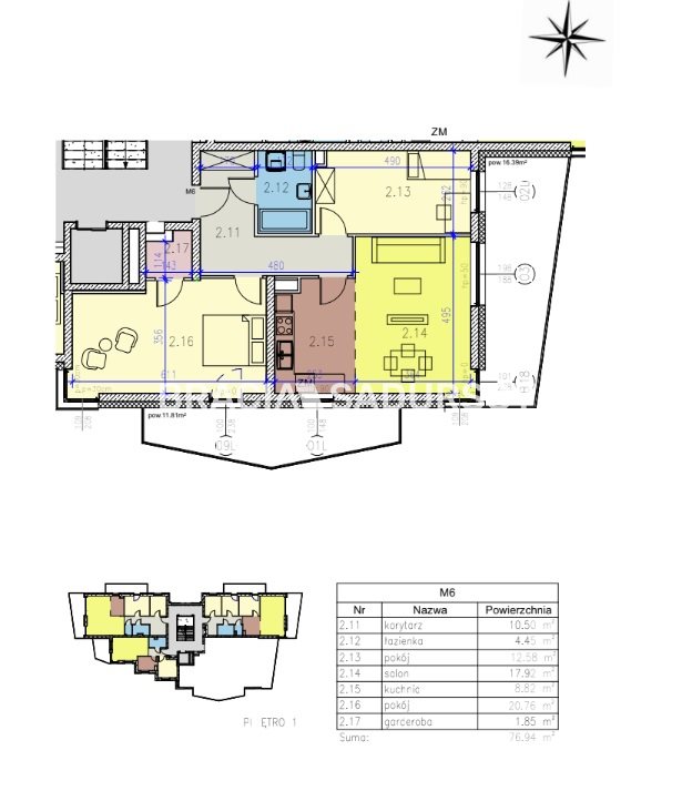 77m2 3 pok dwa balkony Prądnik Czerwony GOTOWE miniaturka 7