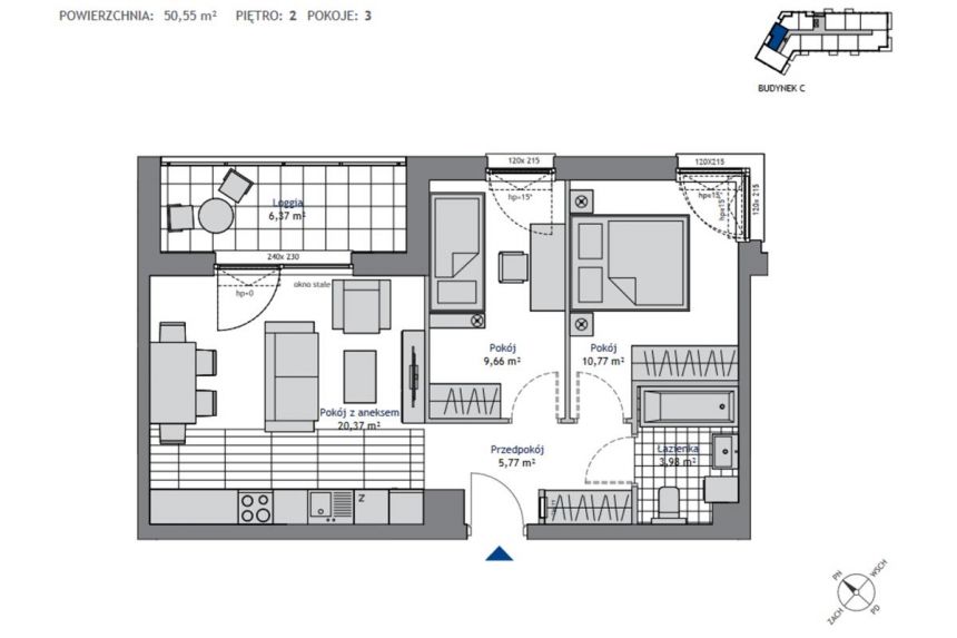 3 pokoje Nowa Dąbrowa 50 m2 świetna lokalizacja! miniaturka 7