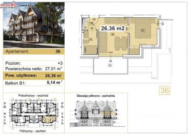 Zakopane, 1 186 200 zł, 26 m2, pietro 2