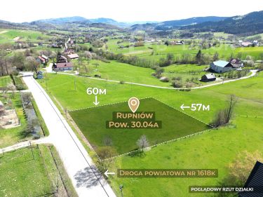 Widokowa działka w Rupniowie, gm. Limanowa  - idealna pod budowę domu!
