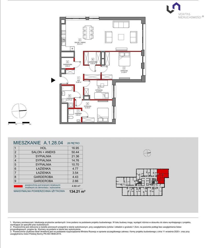 Katowice Koszutka, 1 529 994 zł, 134.28 m2, pietro 28 miniaturka 2