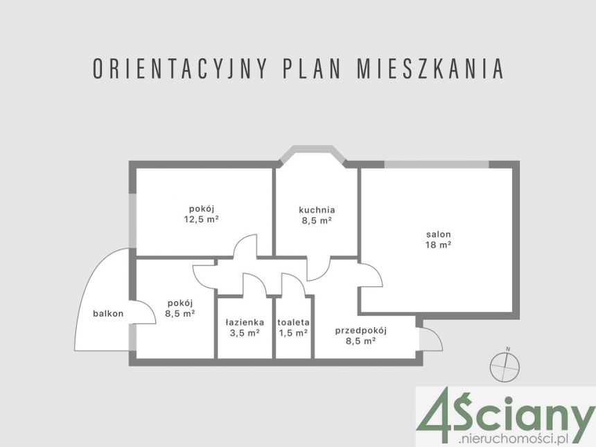 3-pokojowe mieszkanie 62 m² w spokojnej okolicy miniaturka 2