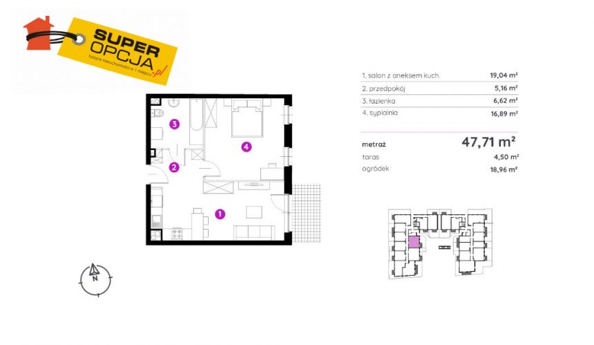 Kraków Podgórze, 982 826 zł, 47.71 m2, parter miniaturka 2