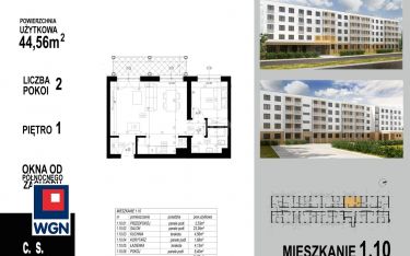 Głogów, 307 464 zł, 44.56 m2, M2