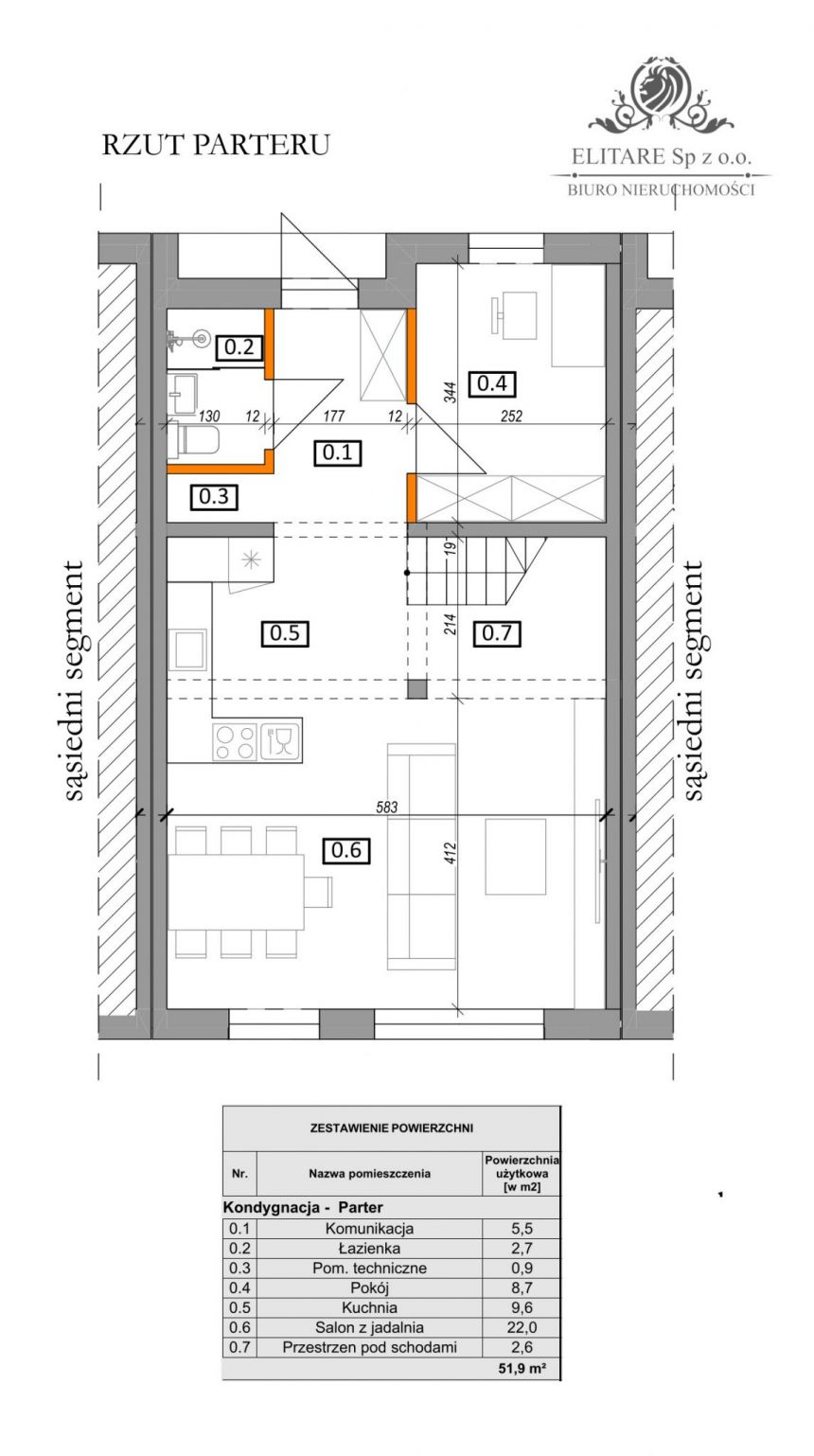 DOM szereg środkowy 102,50m2 z działką 148m2m2, Iwiny Brochów miniaturka 2