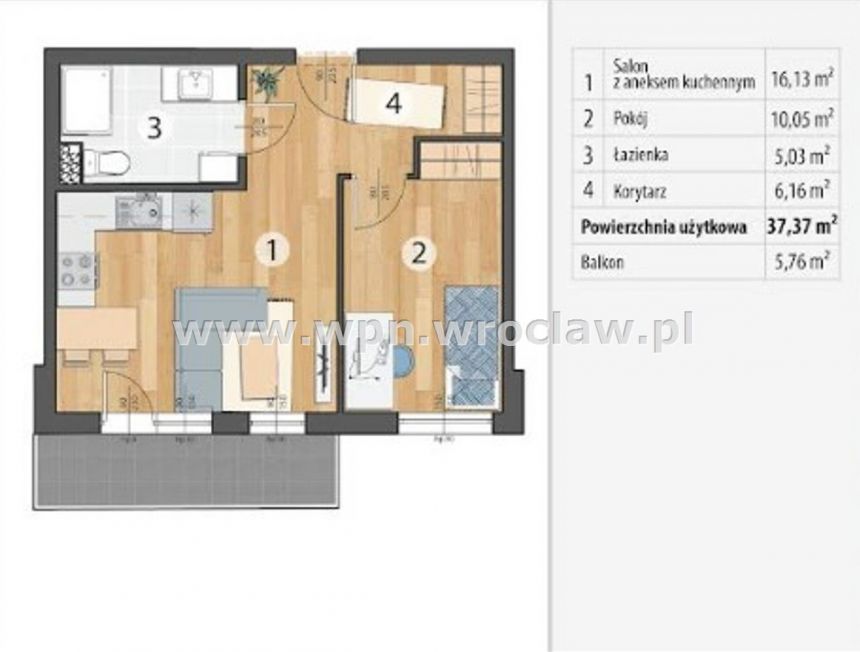 Nowe wykończone mieszkanie, duży balkon, parking miniaturka 14