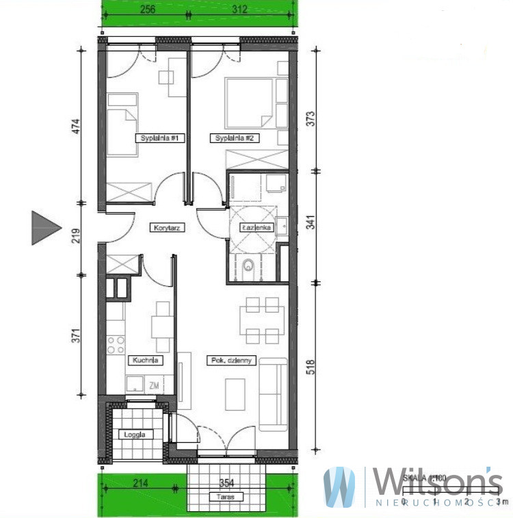 Wrocław Brochów, 645 800 zł, 64.58 m2, M3 miniaturka 7