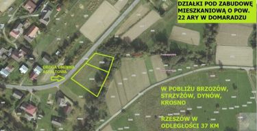 Domaradz - działka pod zabudowę o pow. 22 arów