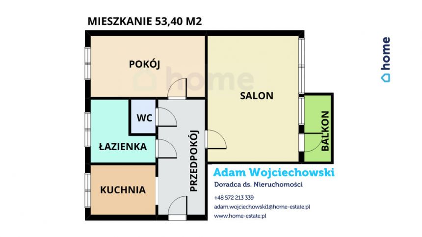 Mieszkanie 2 pokojowe 53,40 m2 obustronne parter miniaturka 6