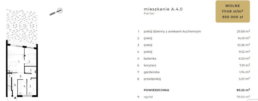 4pok.mieszkanie z ogrodem w zielonej okolicy/Krzyki/Ołtaszyn/RABAT 50 TYŚ!!! miniaturka 17