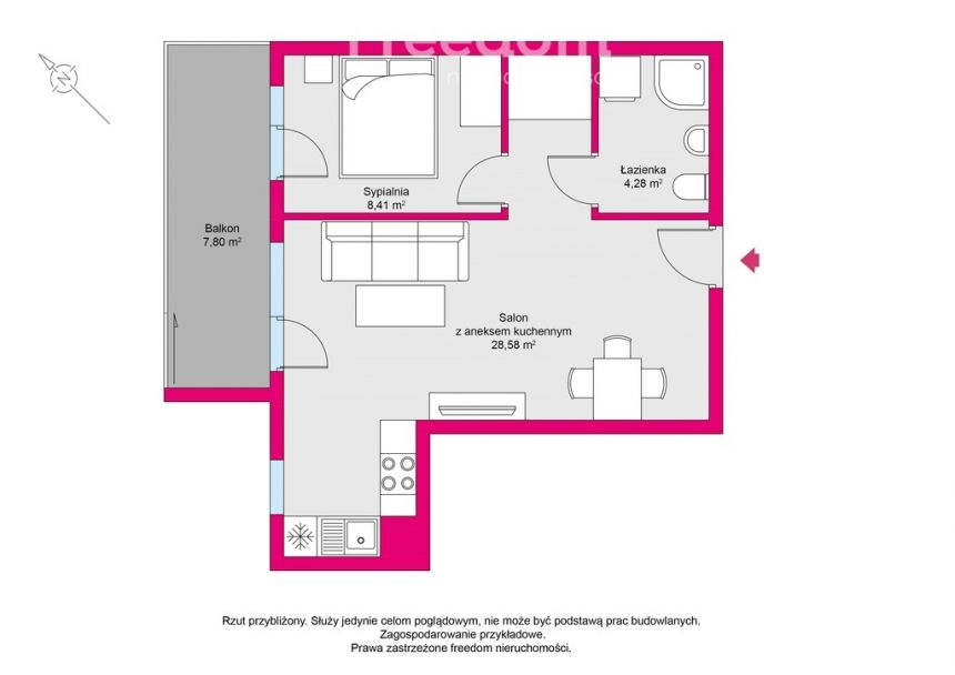 Śliczne mieszkanie w Kołobrzegu, 41.27mkw miniaturka 7