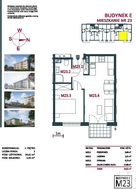 Branice nowe mieszkanie 2 pokojowe 34,61 m2 miniaturka 6