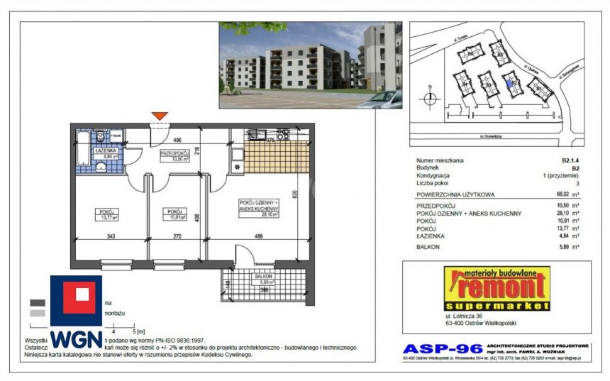 Ostrów Wielkopolski Wenecja, 650 000 zł, 68.3 m2, parter/4 miniaturka 14