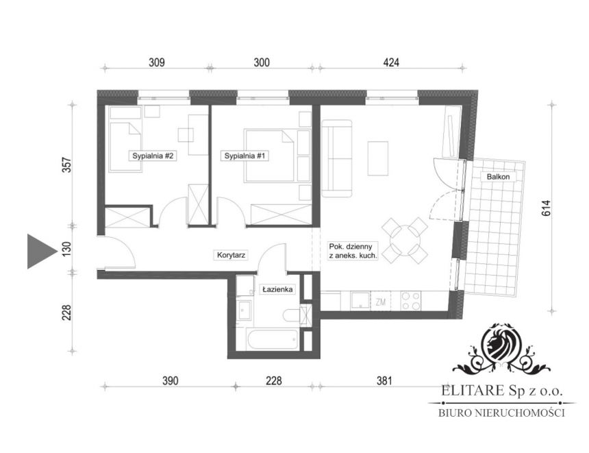 Mieszkanie nowe 3pok, 58,67m2 z balkonem/ Krzyki, Brochów, Wrocław miniaturka 4